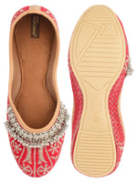 Thumbnail for Desi Colour Women Indian Ethnic Footwear-Red Gungroo - Distacart