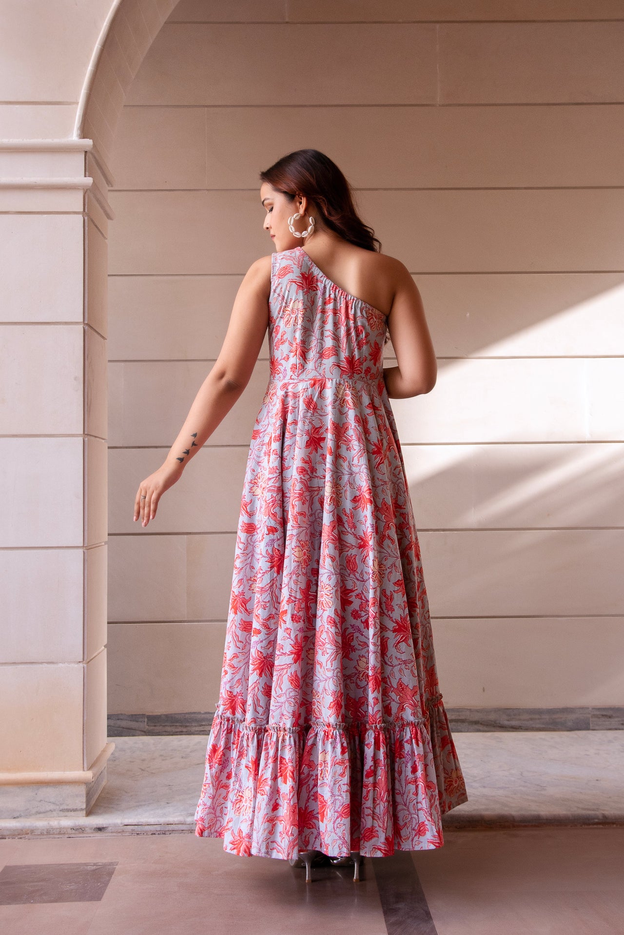Pomcha Jaipur Kapas One Shoulder Printed Long Dress