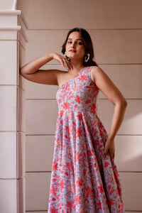 Thumbnail for Pomcha Jaipur Kapas One Shoulder Printed Long Dress