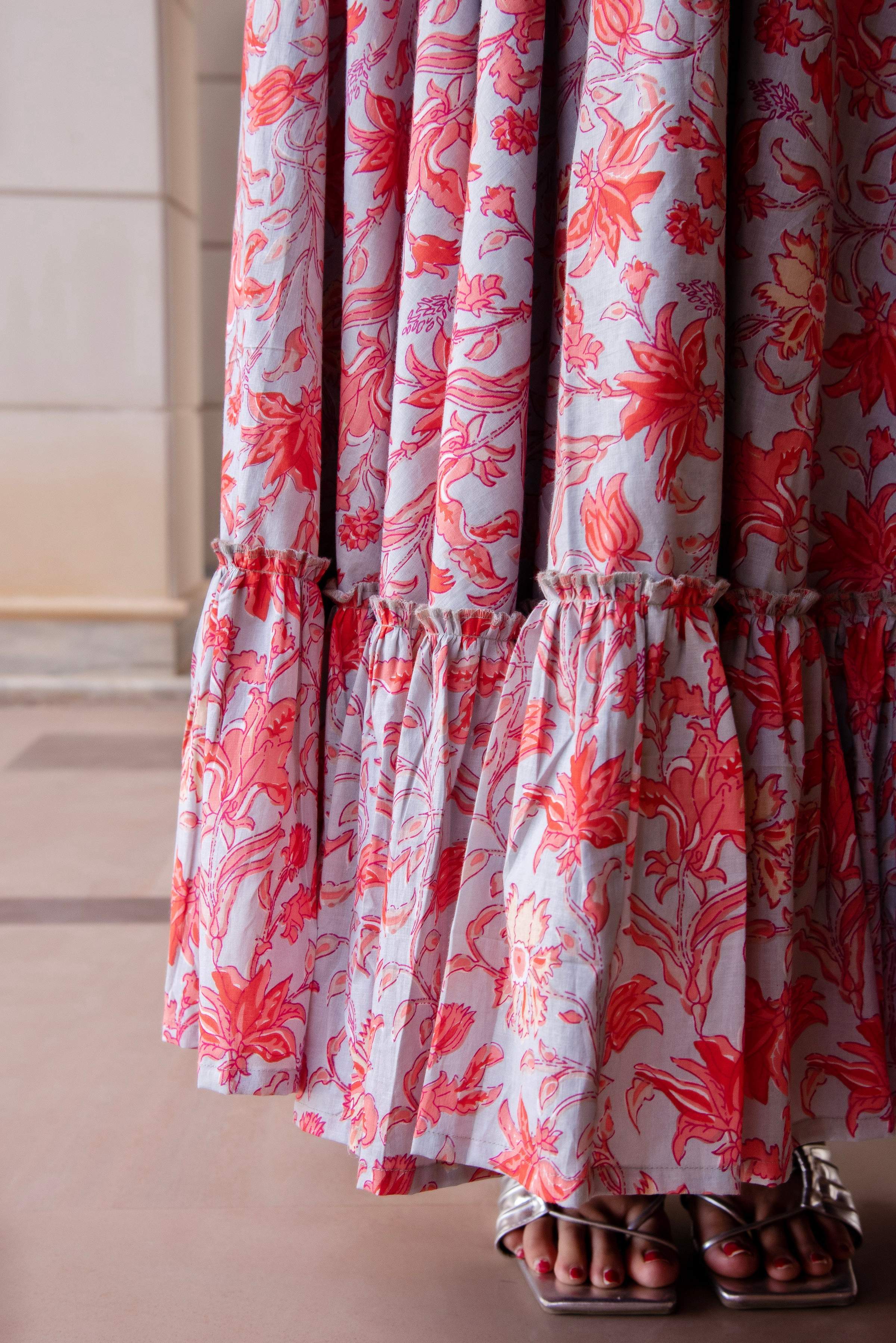 Pomcha Jaipur Kapas One Shoulder Printed Long Dress - Distacart