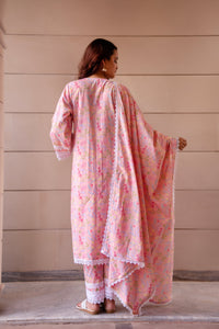 Thumbnail for Pomcha Jaipur Kapas Pastel Peach Lace Suit Set