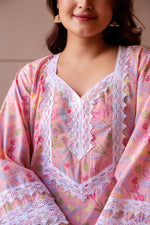Thumbnail for Pomcha Jaipur Kapas Pastel Peach Lace Suit Set - Distacart