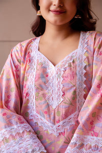Thumbnail for Pomcha Jaipur Kapas Pastel Peach Lace Suit Set