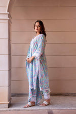 Thumbnail for Pomcha Jaipur Kapas Pastel Blue Lace Suit Set - Distacart
