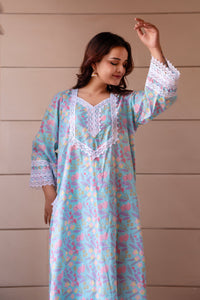 Thumbnail for Pomcha Jaipur Kapas Pastel Blue Lace Suit Set
