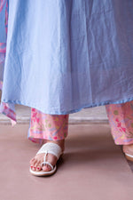 Thumbnail for Pomcha Jaipur Kapas Powder Blue Printed Sleeveless Anarkali Set - Distacart