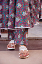 Thumbnail for Pomcha Jaipur Kapas Purple Paisley Printed Lace Anarkali Set - Distacart