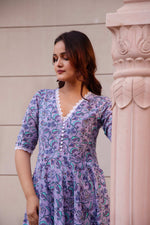 Thumbnail for Pomcha Jaipur Kapas Lavender Floral Lace Anarkali Set - Distacart