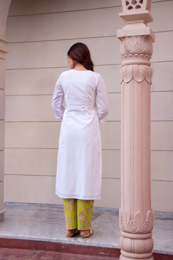 Pomcha Jaipur Kapas Green White Suit Set - Distacart