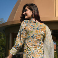 Thumbnail for NOZ2TOZ Women Yellow Printed Viscose Rayon Kurta, Pant And Dupatta Set