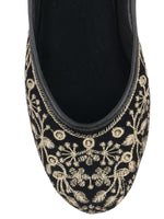 Thumbnail for Desi Colour Women Indian Ethnic Footwear-Cushioned Black Heavy Emb - Distacart