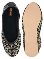Thumbnail for Desi Colour Women Indian Ethnic Footwear-Cushioned Black Heavy Emb - Distacart