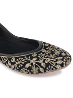 Thumbnail for Desi Colour Women Indian Ethnic Footwear-Cushioned Black Heavy Emb - Distacart