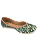Thumbnail for Desi Colour Women Indian Ethnic Footwear-Dark green Flower - Distacart