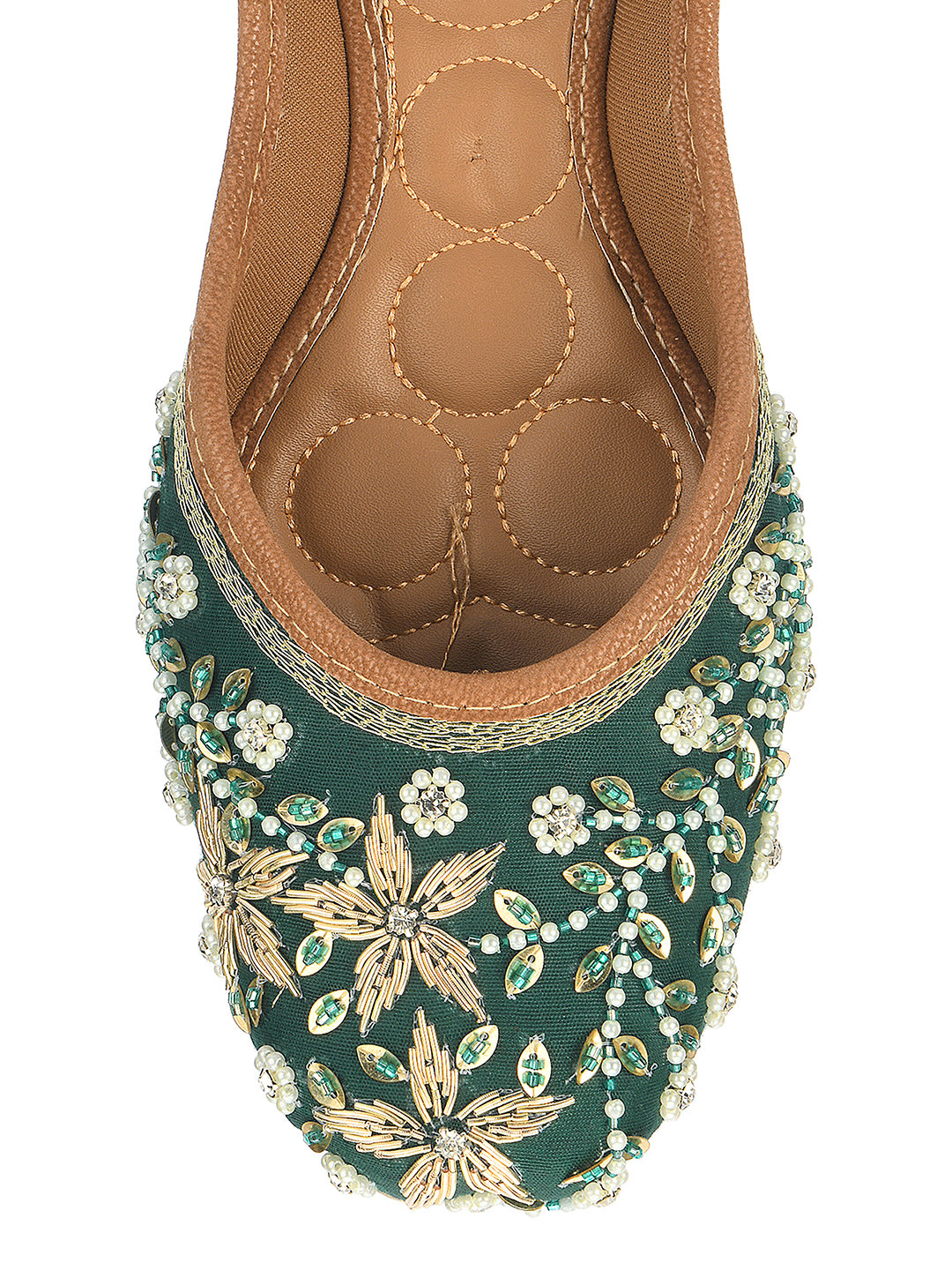 Desi Colour Women Indian Ethnic Footwear-Dark green Flower - Distacart