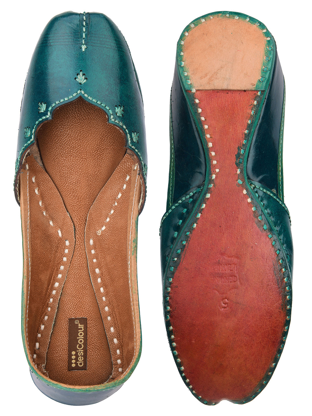 Desi Colour Women Indian Ethnic Footwear-Green Elegance - Distacart