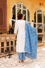 Thumbnail for Pomcha Jaipur Gaurangi White Cotton Bandhej Suit Set - Distacart