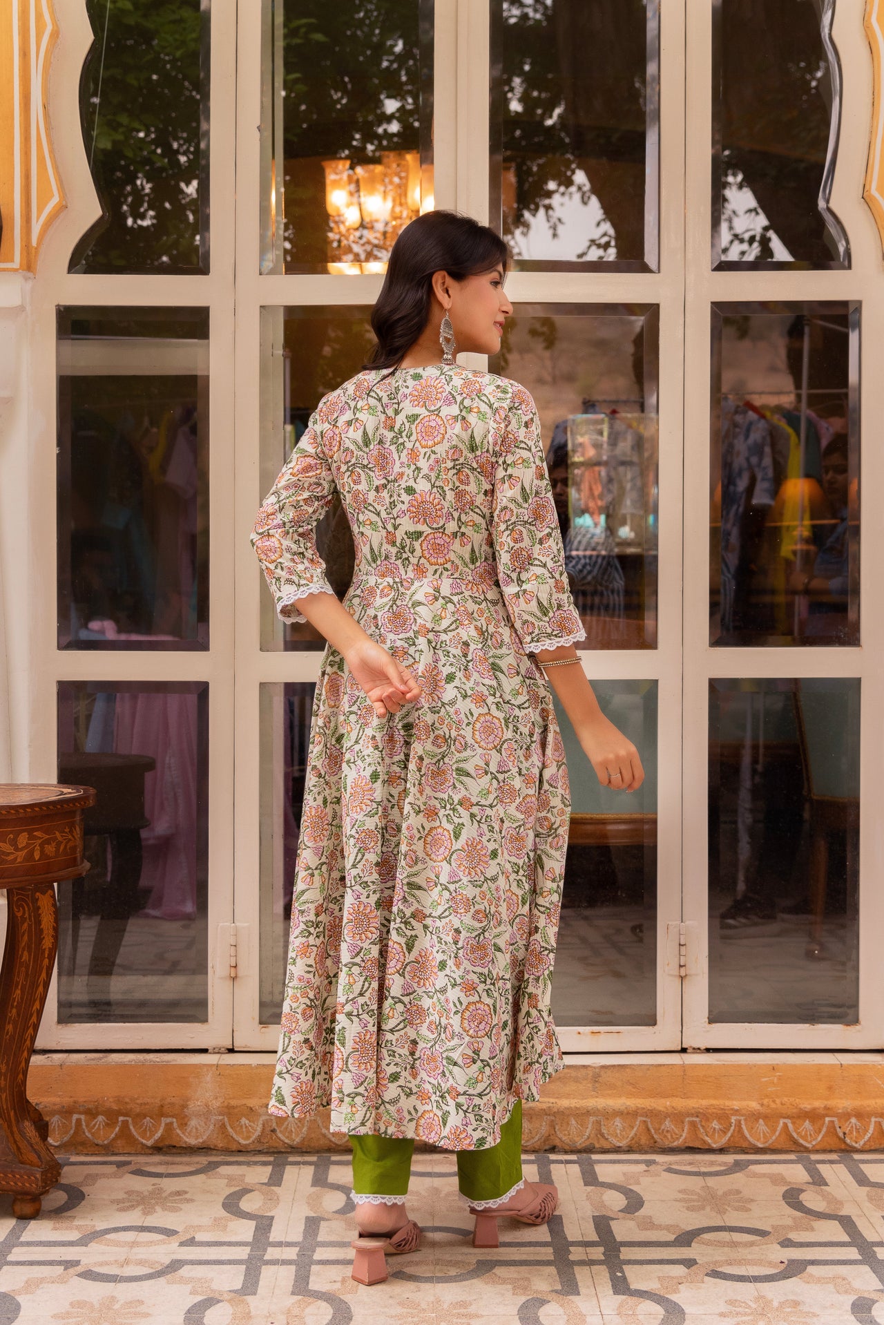 Pomcha Jaipur Gaurangi Aamira Cotton Angrakha Set