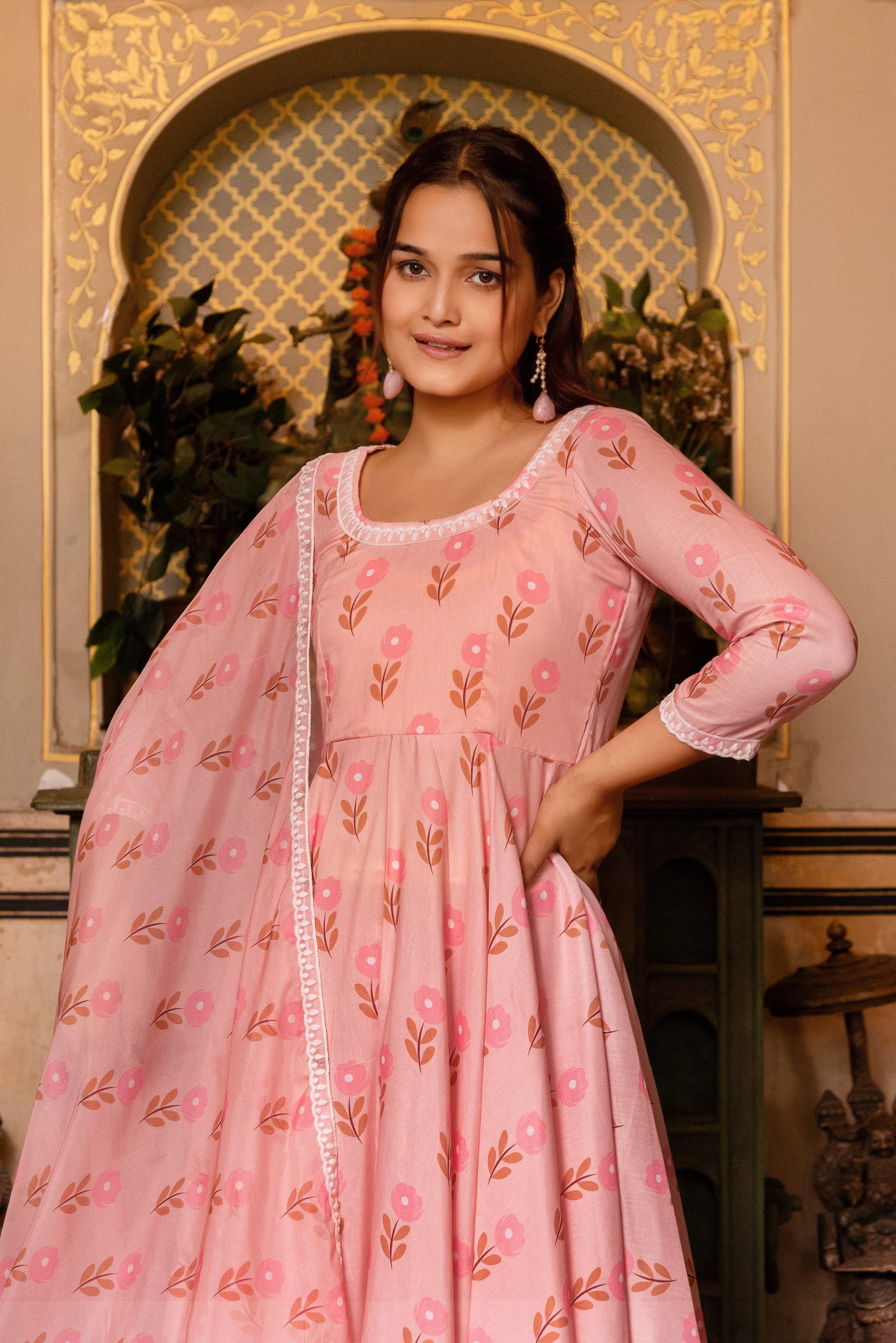 Pomcha Jaipur Gaurangi Rutvi Muslin Printed Anarkali Set - Distacart