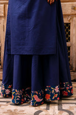 Thumbnail for Pomcha Jaipur Gaurangi Roop Blue Cotton Kurta Skirt Set - Distacart