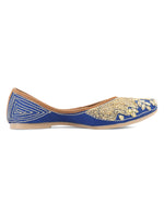 Thumbnail for Desi Colour Women Indian Ethnic Footwear-Royal Blue Emb - Distacart