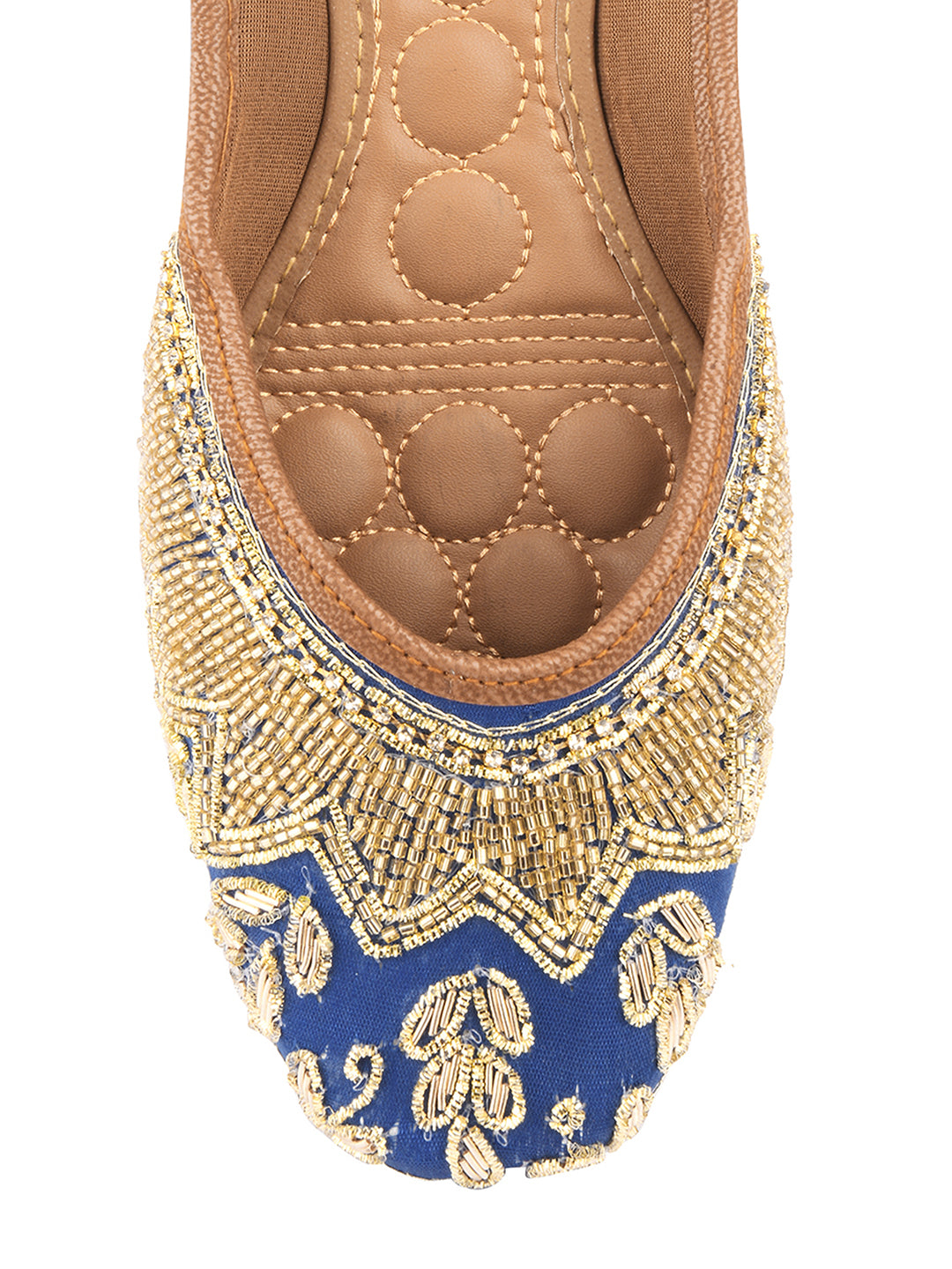 Desi Colour Women Indian Ethnic Footwear-Royal Blue Emb - Distacart