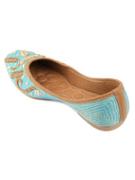 Thumbnail for Desi Colour Women Indian Ethnic Footwear-Sky Blue Dabka - Distacart