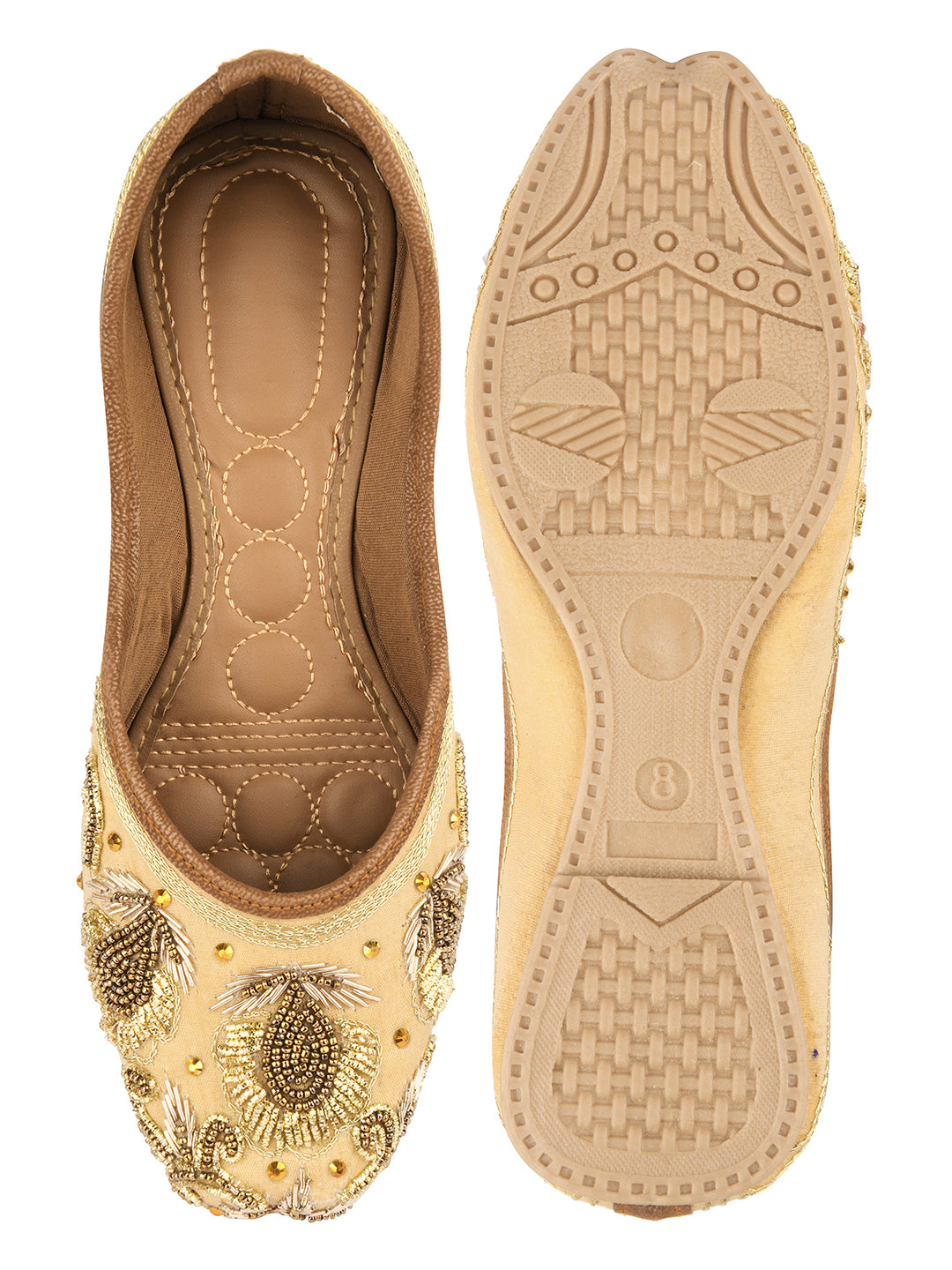 Desi Colour Women Indian Ethnic Footwear-Gold Stone Dabka - Distacart