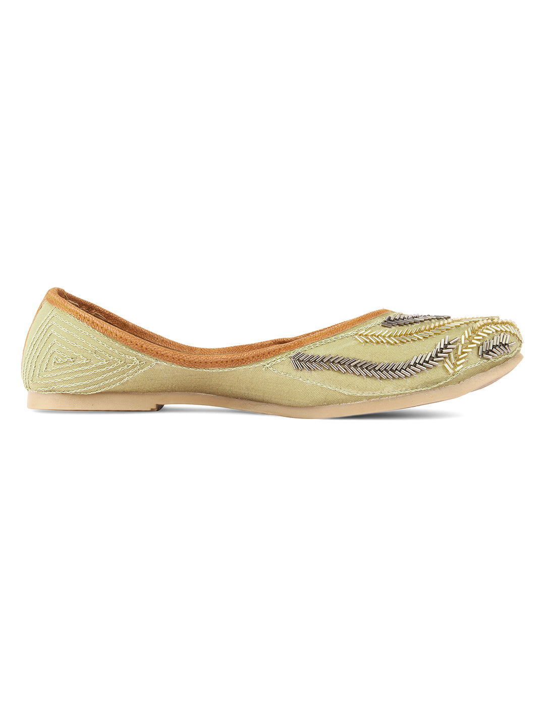 Desi Colour Women Indian Ethnic Footwear-Gold Lines - Distacart