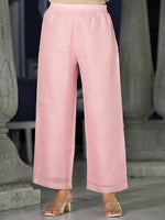 Thumbnail for Varanga Women Pink Kota Check Cotton Lace Detailed Kurta Paired With Bottom And Dupatta - Distacart