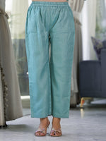 Thumbnail for Varanga Women Sea Green Kota Check Thread Embroidered Kurta With Bottom And Dupatta - Distacart