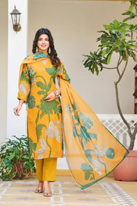 Thumbnail for Lyush Women's V Neck Work Organza Silk Fabric Kurta Pant With Dupatta Set - Yellow