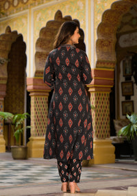 Thumbnail for NOZ2TOZ Women Black Printed Viscose Rayon Kurta, Pant And Dupatta Set