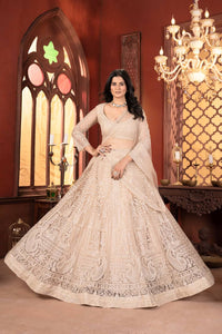 Thumbnail for Lehenga Mart Designer Wedding Lehenga Choli For Women - Beige