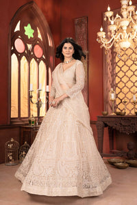 Thumbnail for Lehenga Mart Designer Wedding Lehenga Choli For Women - Beige