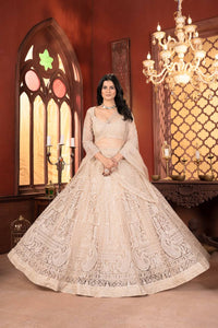 Thumbnail for Lehenga Mart Designer Wedding Lehenga Choli For Women - Beige