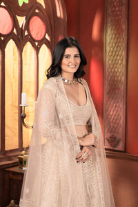 Thumbnail for Lehenga Mart Designer Wedding Lehenga Choli For Women - Beige