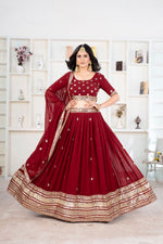 Thumbnail for Lehenga Mart Designer Wedding Lehenga Choli For Women - Red - Distacart