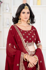 Thumbnail for Lehenga Mart Designer Wedding Lehenga Choli For Women - Red - Distacart