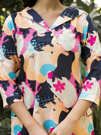 Thumbnail for Casual Fashionable Multi Muslin Cotton co-ord set - Manya