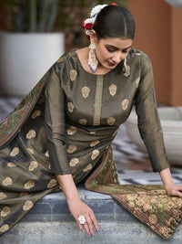 Thumbnail for Aastha Fashion Women's Green Pure Silk Elegant Jacquard Woven Kurta with Trouser & Dupatta - Distacart
