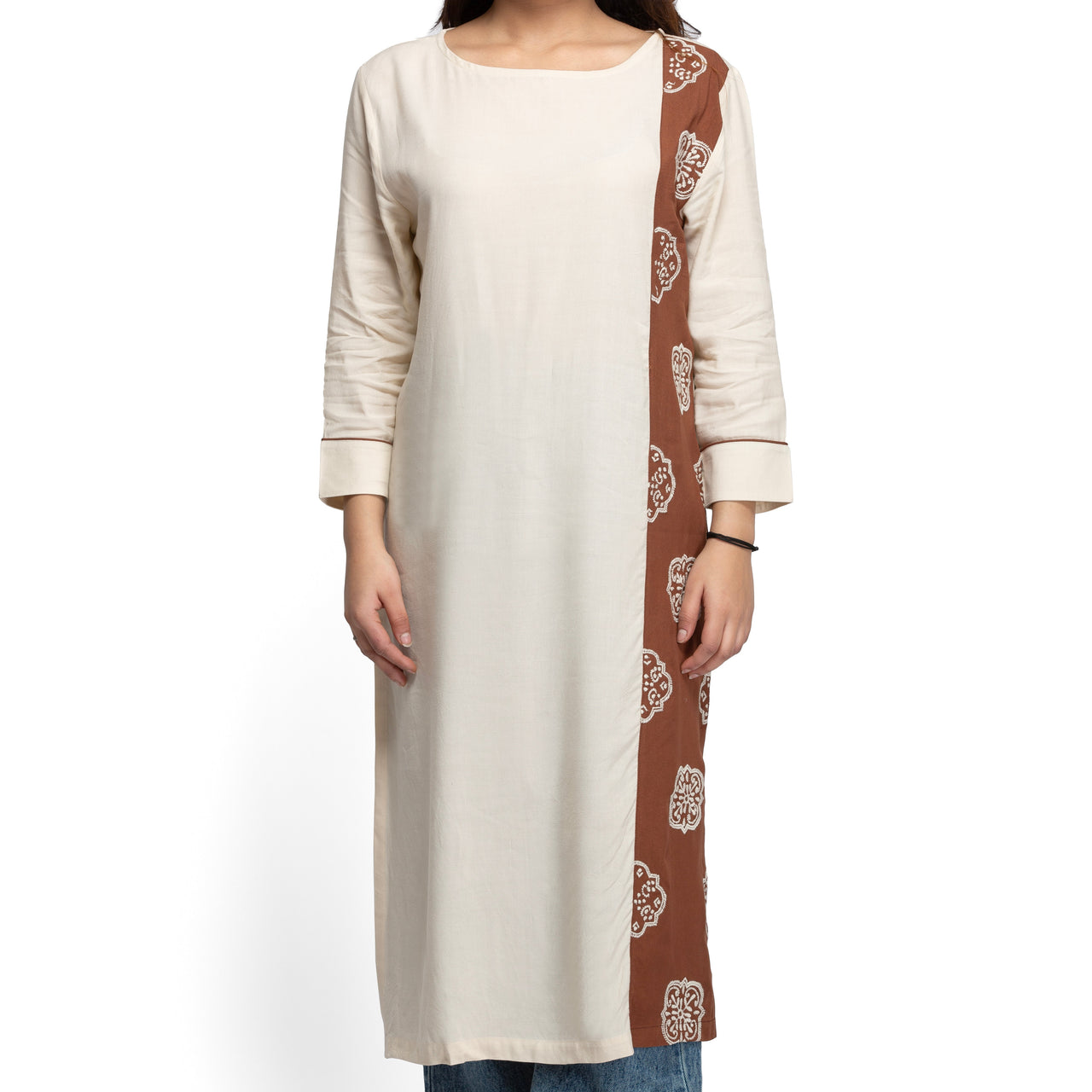 NOZ2TOZ Women's kurti with embroidery - Brown
