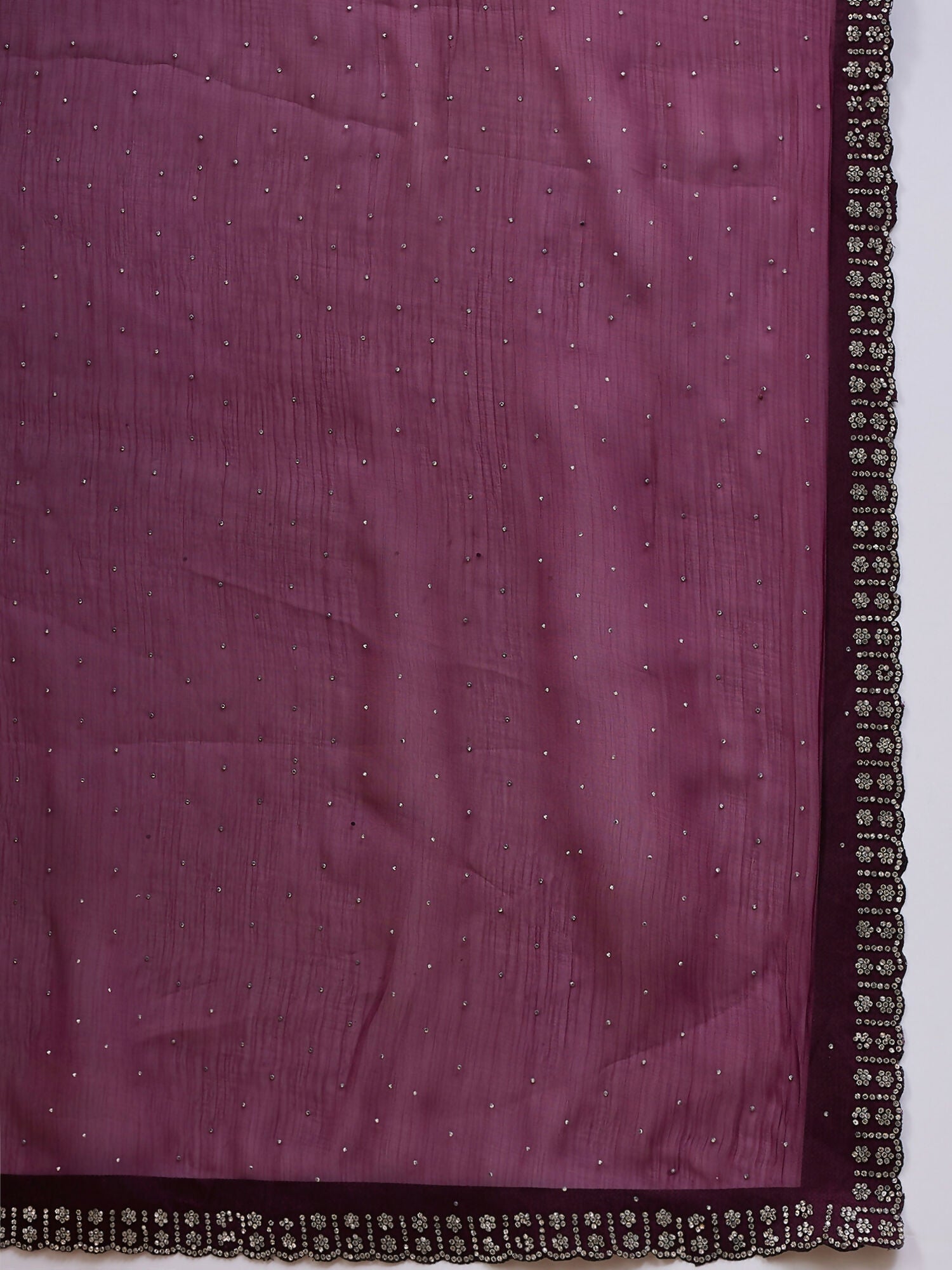 Purple Organza Swaroski Diamond Work Saree with Unstitched Blouse - Radha - Distacart