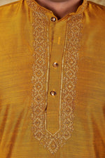 Thumbnail for Bluesaanchi Men's Handloom Embroidered Bronze Kurta Set - Distacart