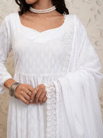 Thumbnail for Vishudh Ethnic Motifs Printed Pure Cotton Straight Kurta & Trousers With Dupatta - Distacart