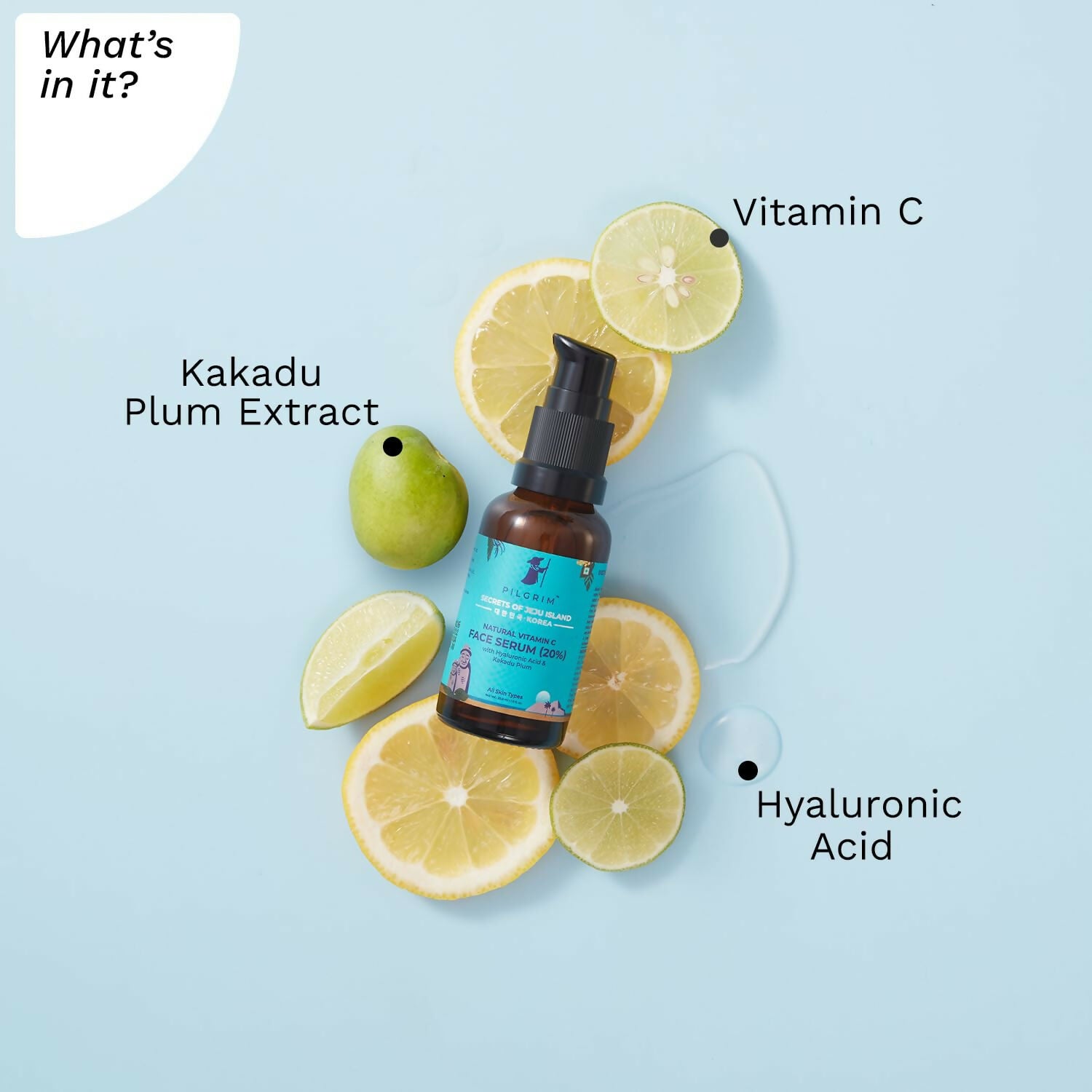 Pilgrim Korean 20% Vitamin C Face Serum with Hyaluronic Acid & Kakadu Plum For Glowing Skin - Distacart