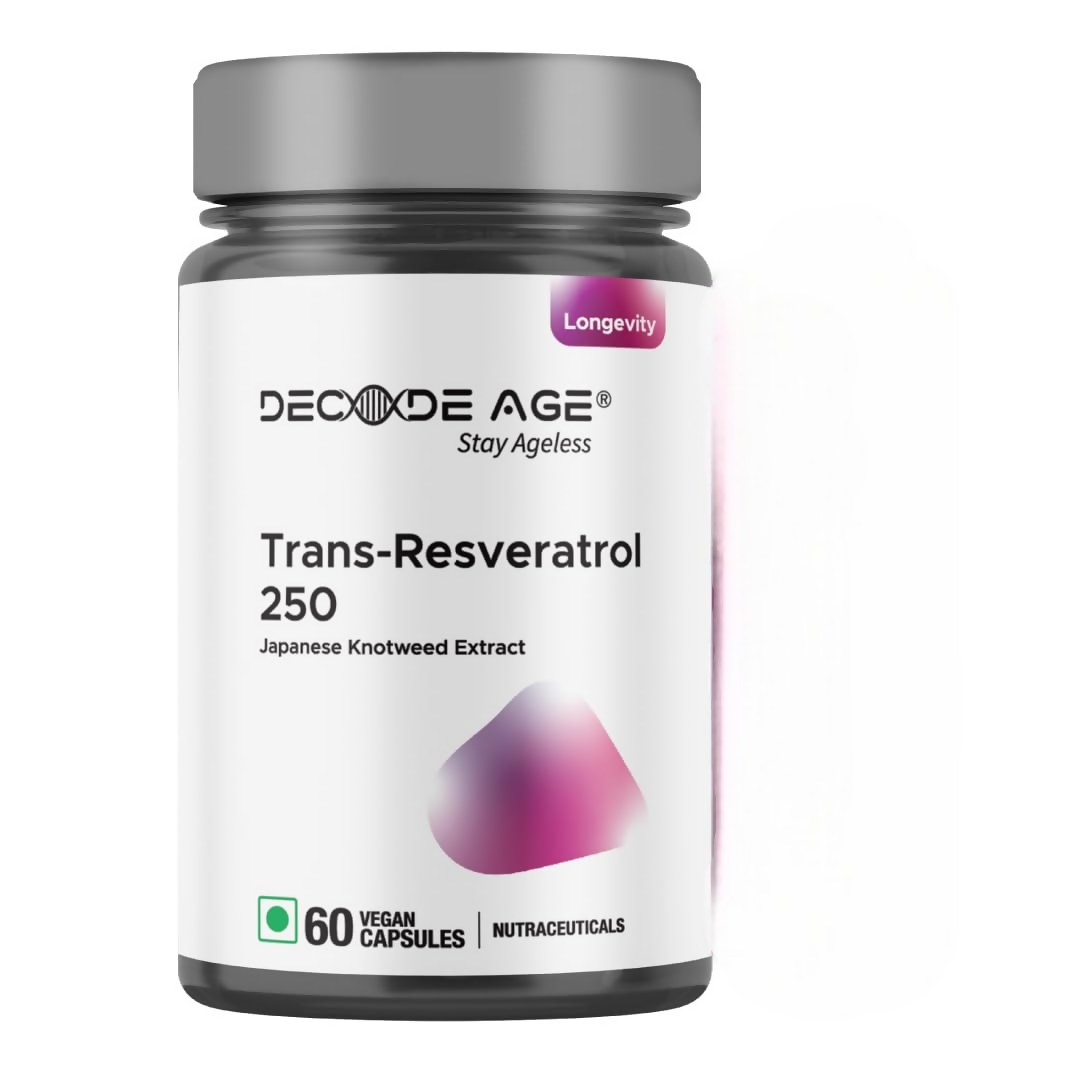 Decode Age 99.5% Pure Trans Resveratrol 250mg Supplement Capsules