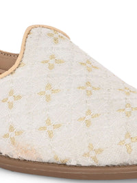 Thumbnail for House of Pataudi Men Ethnic Embroidered Slip On Mojaris Shoes