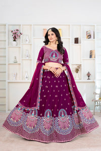 Thumbnail for Lehenga Mart Designer Wedding Lehenga choli for Women - purple