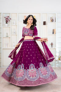 Thumbnail for Lehenga Mart Designer Wedding Lehenga choli for Women - purple